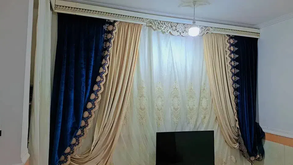 پرده|پرده، رانر، رومیزی|کاکی, |دیوار