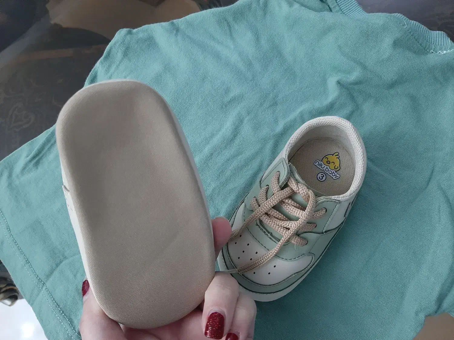 پاپوش  سایز ۳ ، رنگ کرم-سبز|کفش و لباس بچه|محمدیه-قزوین, |دیوار