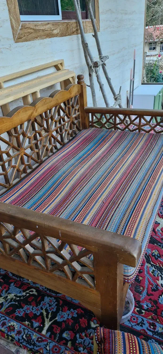 مبل چوبی دونفره|مبلمان خانگی و میز عسلی|ماسال, |دیوار