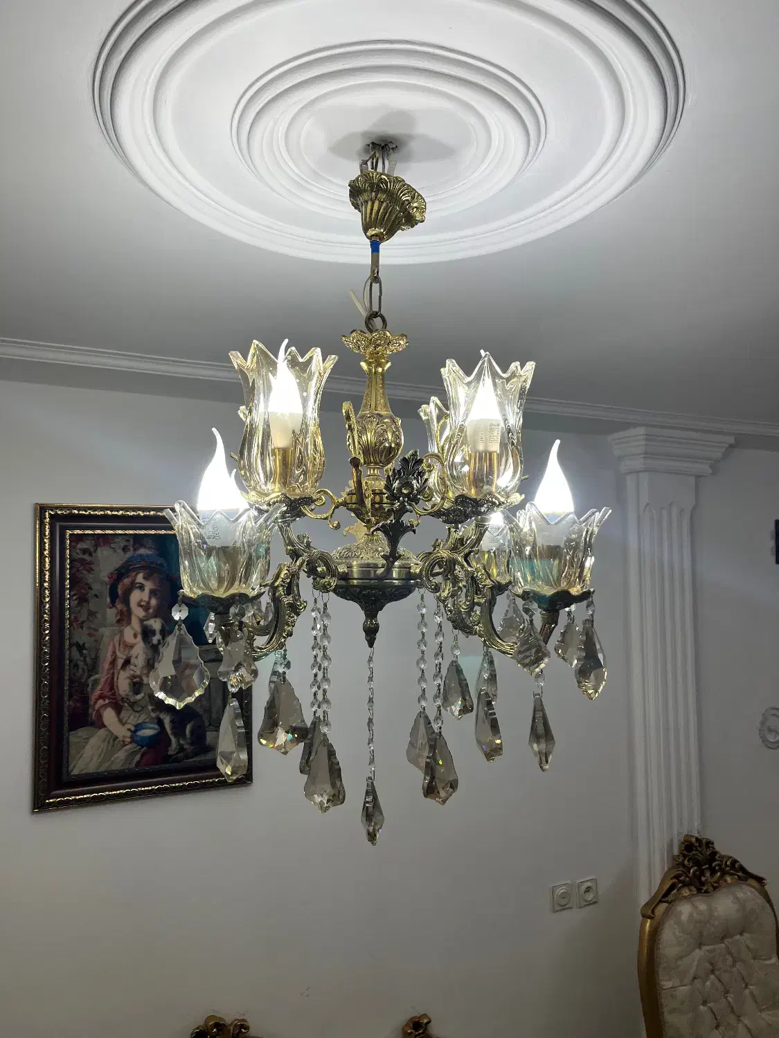 لوستر برنز ۲عدد|لوستر و چراغ آویز|قزوین, |دیوار