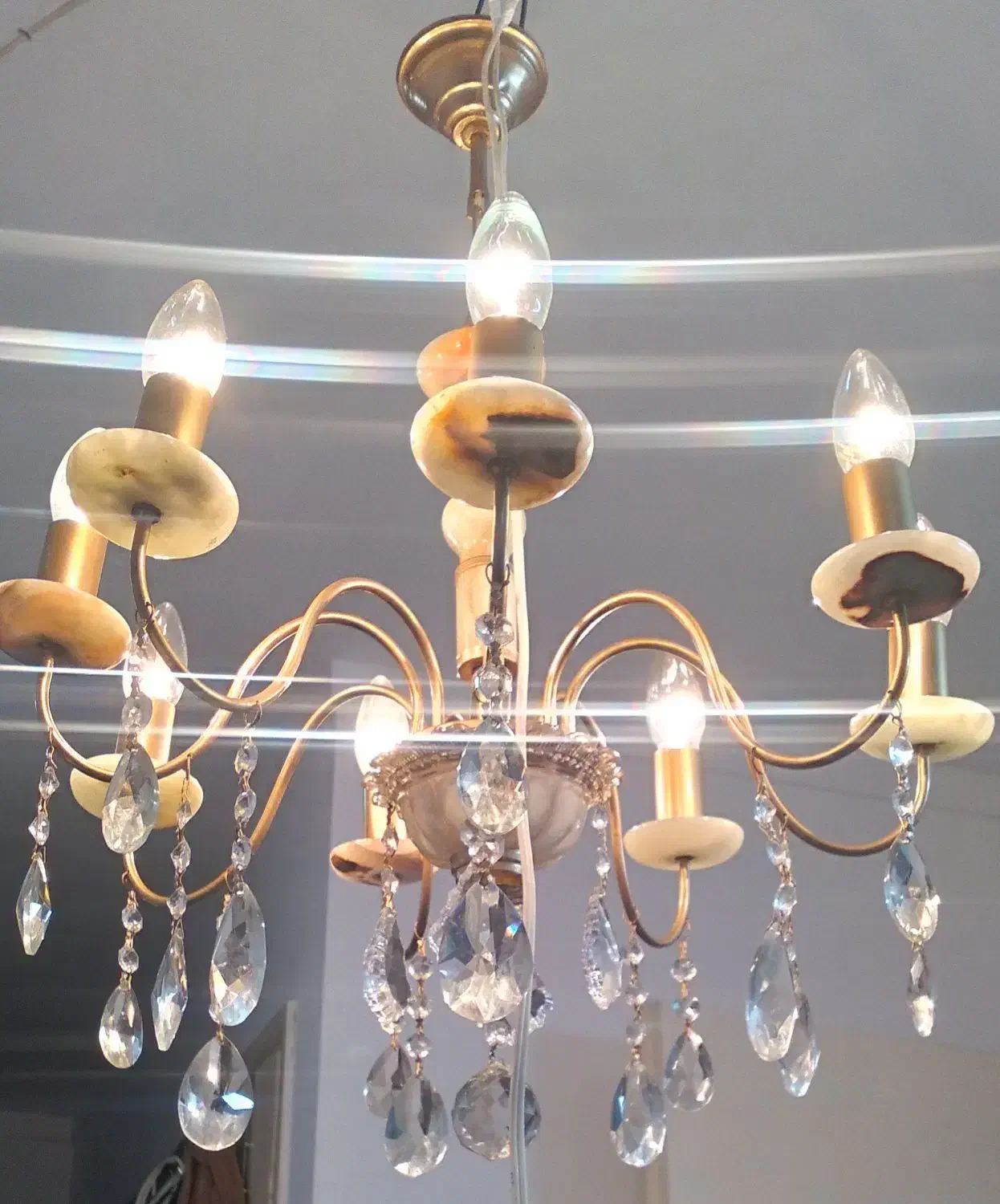 فروش لوستر برنج و سنگ|لوستر و چراغ آویز|ساری, |دیوار