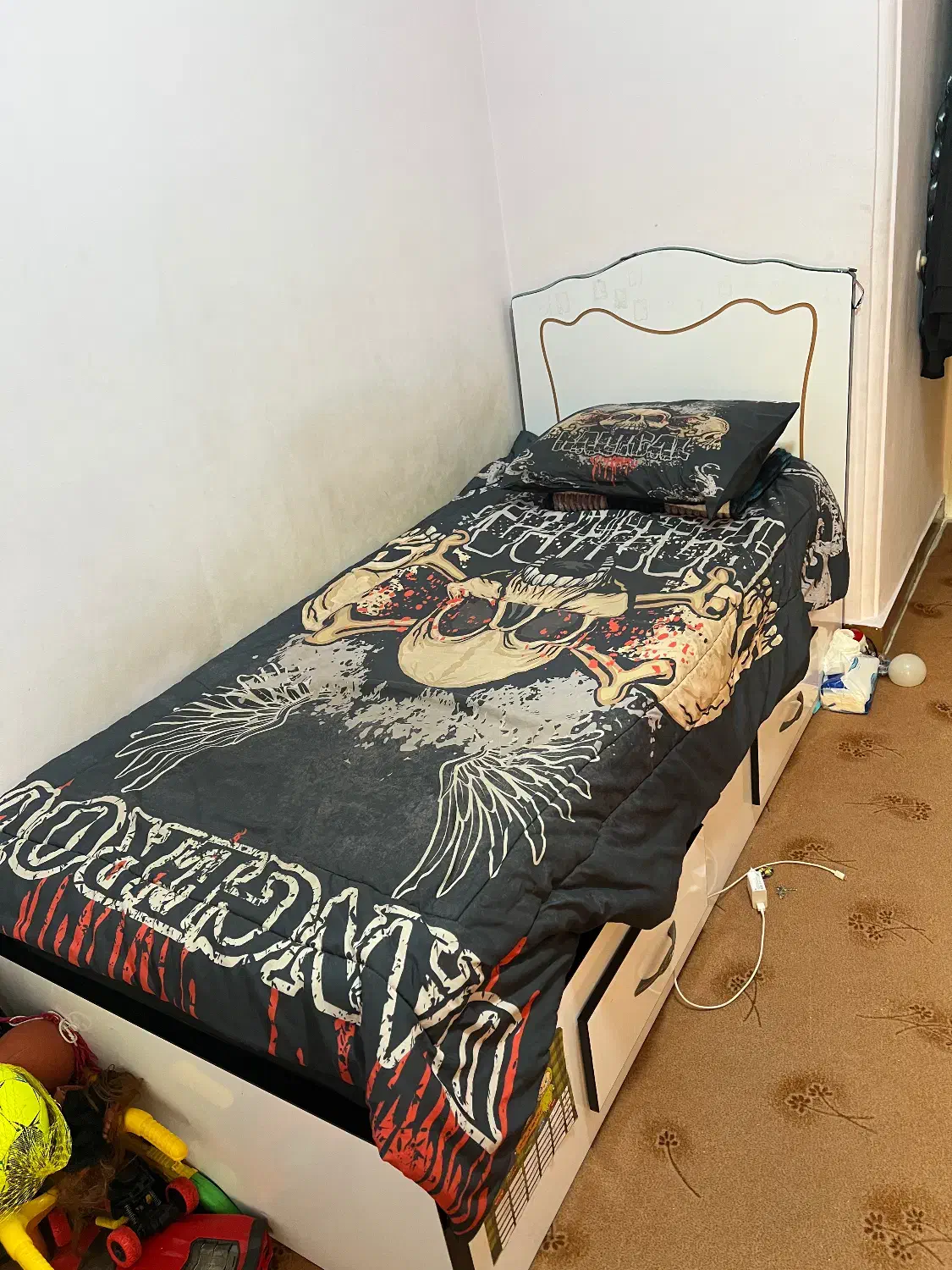 تخت یکنفره ام دی اف با دو کشو|تخت و سرویس خواب|لنگرود, |دیوار