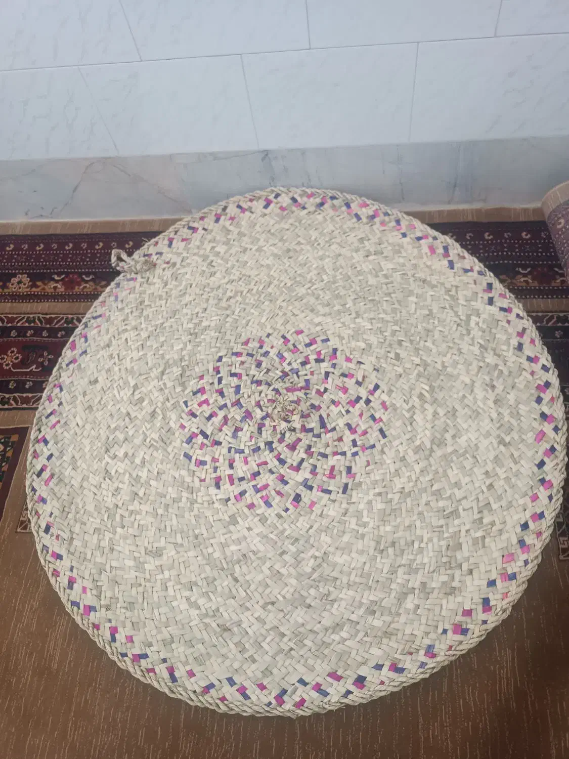 سفره حصیری گرد|سفره، حوله، دستمال آشپزخانه|کرمانشاه, |دیوار
