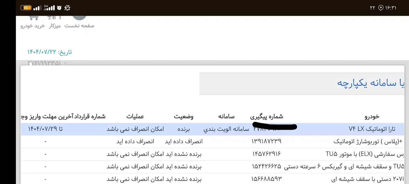 فروش حواله تارا وی 4 ال ایکس اتوماتیک، مدل ۱۴۰۴|خودرو سواری و وانت|ارومیه, |دیوار