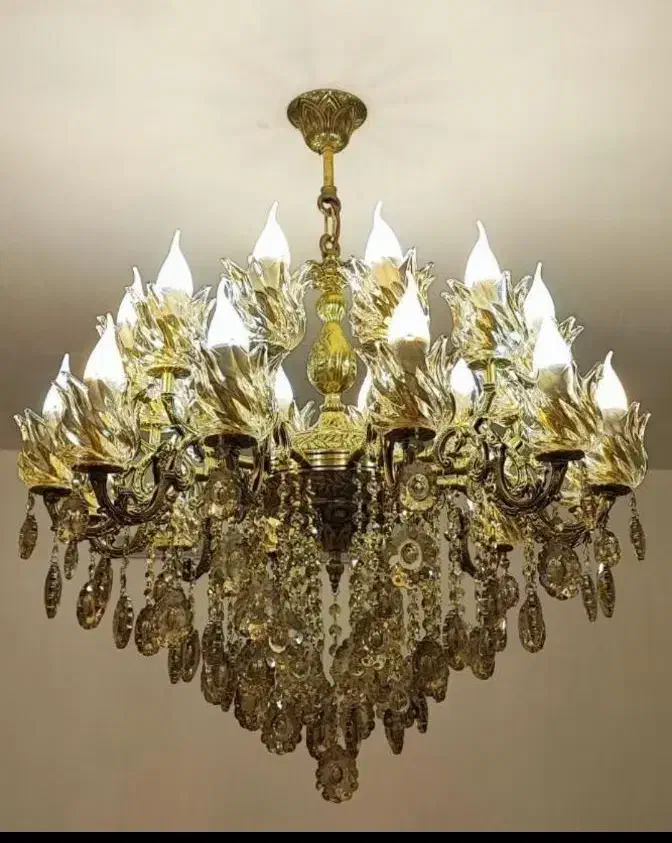 لوستر2+22شعله برنز اصل پرکاروسنگین تولیدی رستمی|لوستر و چراغ آویز|زنجان, |دیوار