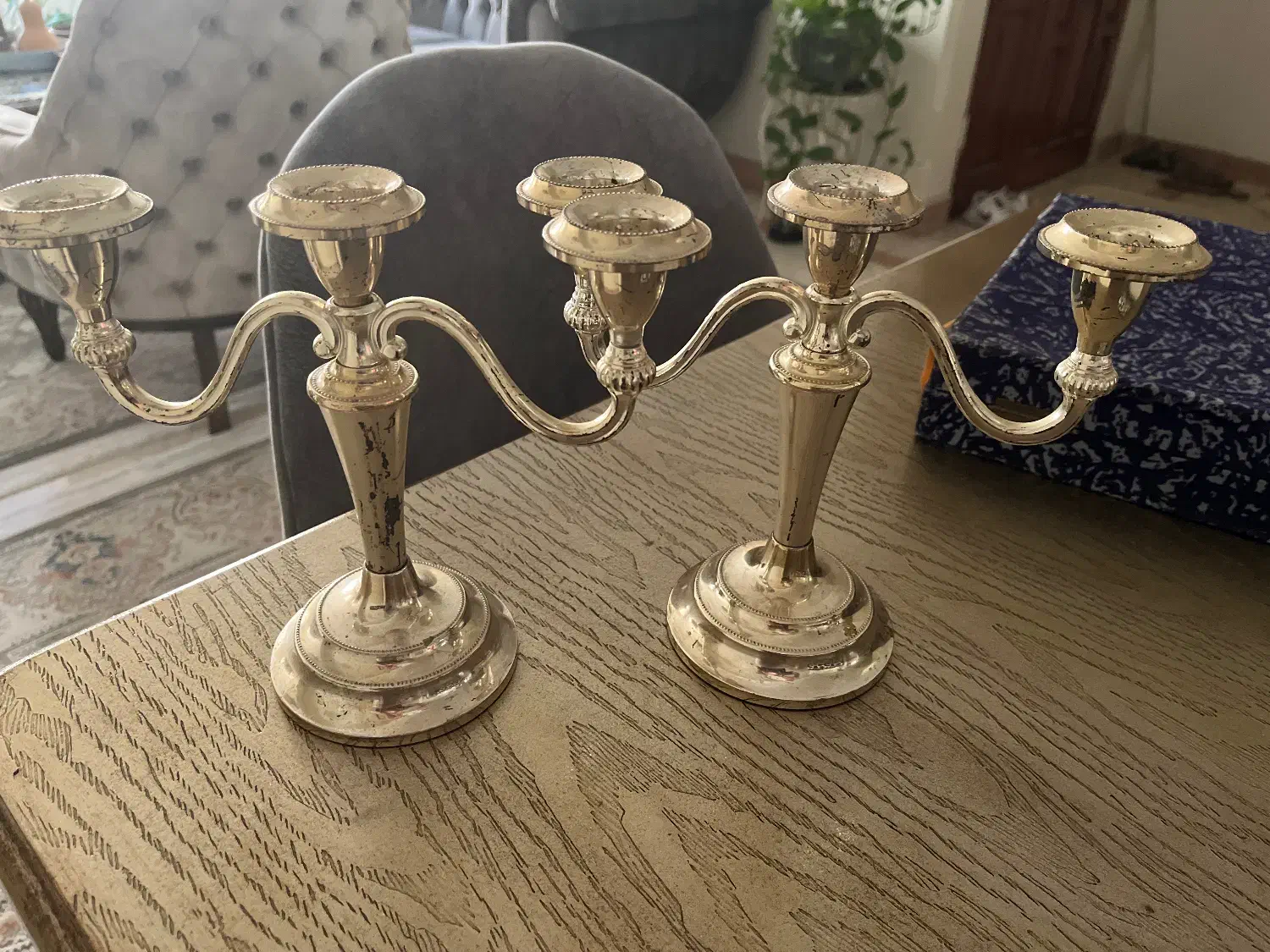 یک جفت شمعدان انتیک وتی ست سیلور پلیت وشکر پاش|کلکسیون اشیاء عتیقه|تهران, صادقیه|دیوار