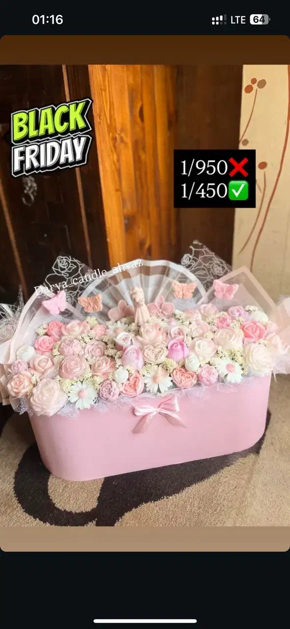 باکس گل شمعی هدیه و نوزادی تخفیفی بلک فرایدی|صنایع دستی و سایر لوازم تزئینی|اهواز, فاز ۲ پادادشهر|دیوار