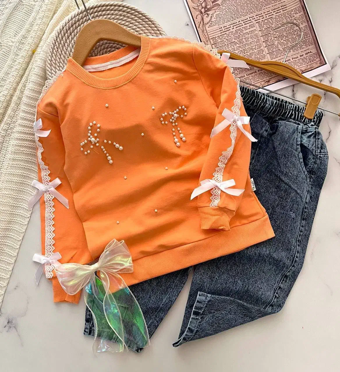 بلوز شلوار دخترانه پاپیون|کفش و لباس بچه|کهریزک, |دیوار