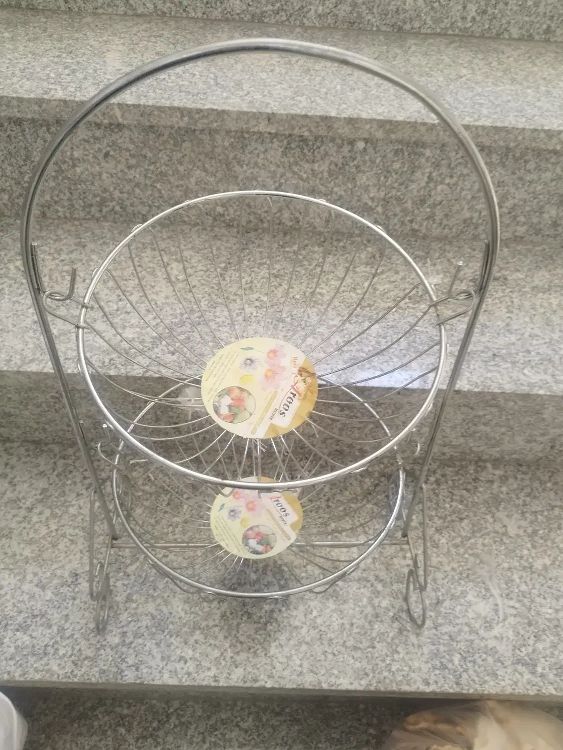 سبد نگه داری پیاز سیب زمینی استیل دو طبقه متحرک|ظروف نگهدارنده، پلاستیکی، یکبارمصرف|سنندج, |دیوار