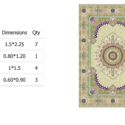 فرش کرم رنگ کد ۱۶۰۰۹۳ ابریشمی|فرش|تهران, نیلوفر|دیوار