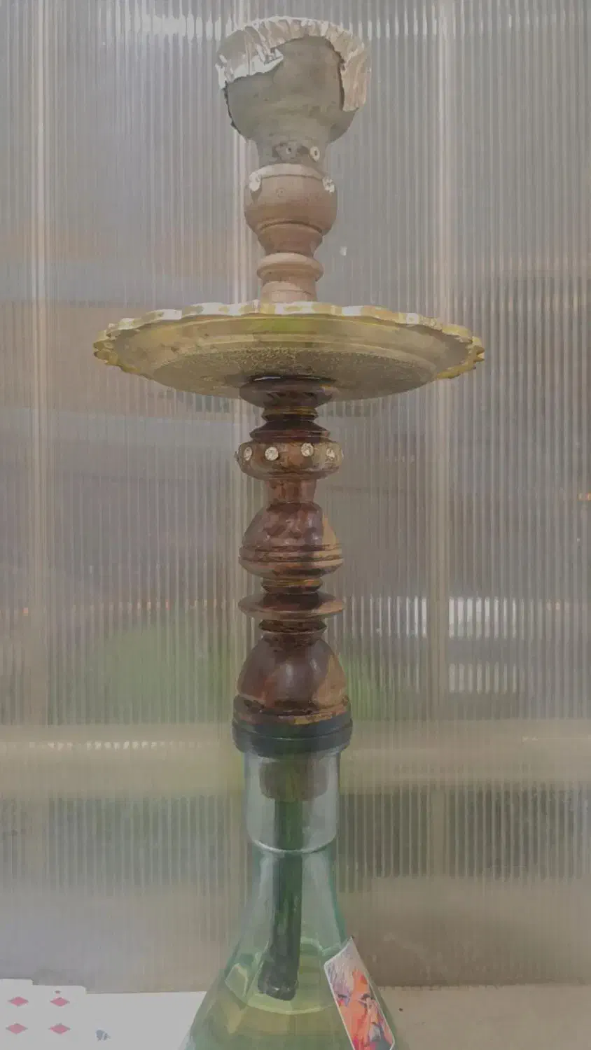 قلیان چوب گردو قدیمی|صنایع دستی و سایر لوازم تزئینی|ایلام, |دیوار