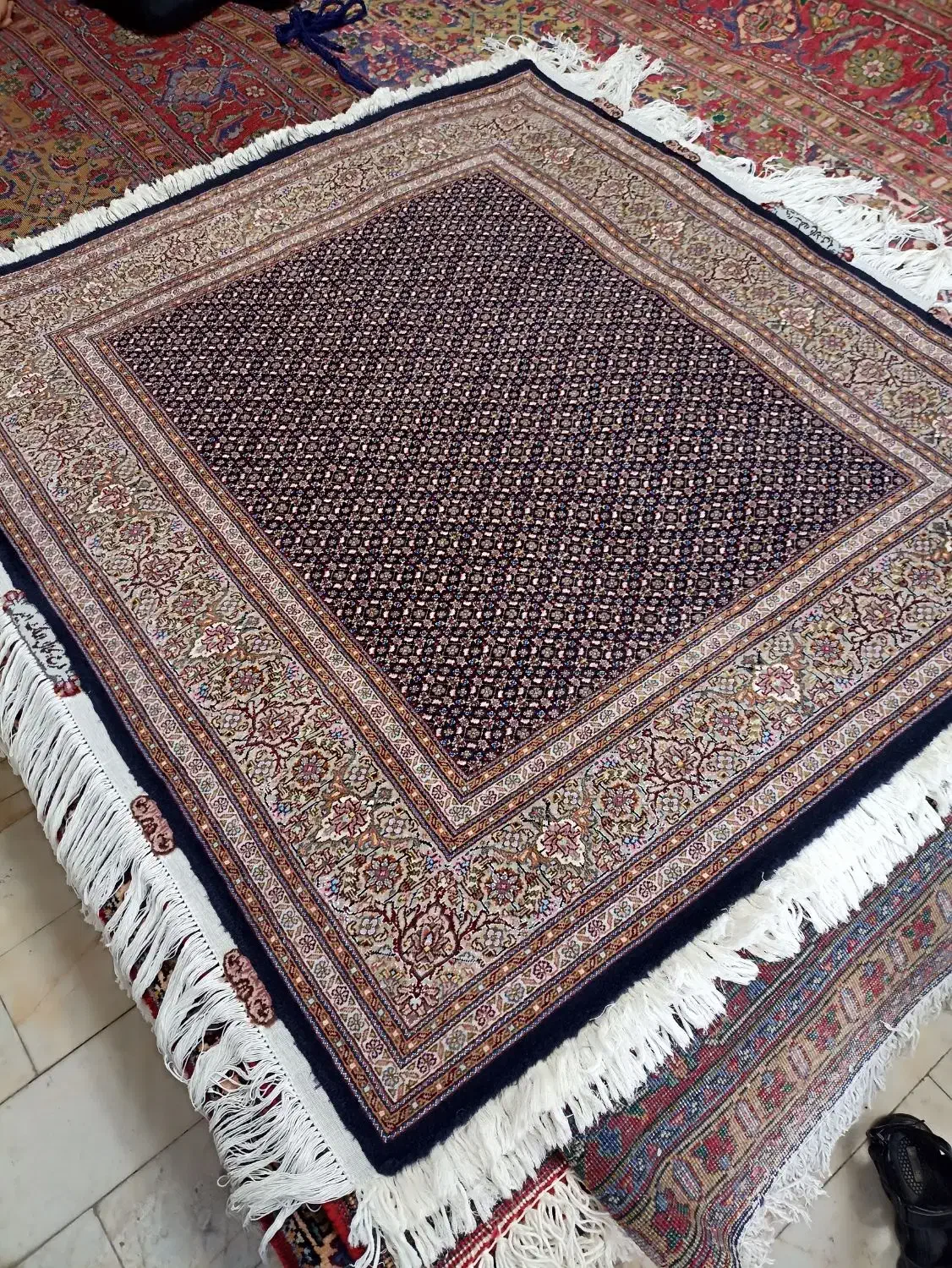 مربع طرح ماهی بافت خوی 50رج تک بوی1.50در1.40|فرش|تهران, بازار|دیوار