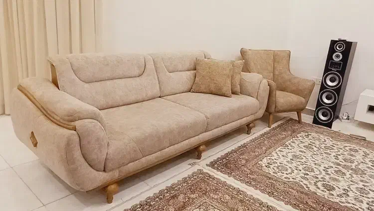 مبل راحتی  مکانیزه تخت‌خواب‌شو پایه چوب راش|مبلمان خانگی و میز عسلی|رشت, انصاری|دیوار