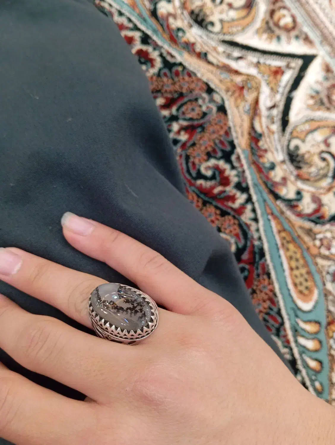 انگشتر نقره سنگ شجر|جواهرات|سقز, |دیوار