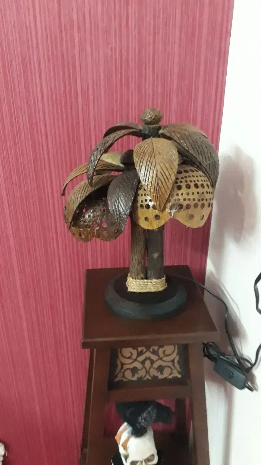 چراغ خواب چوب نارگیل.وارداتی.آنتیک و عتیقه تایلندی|کلکسیون اشیاء عتیقه|یزد, |دیوار