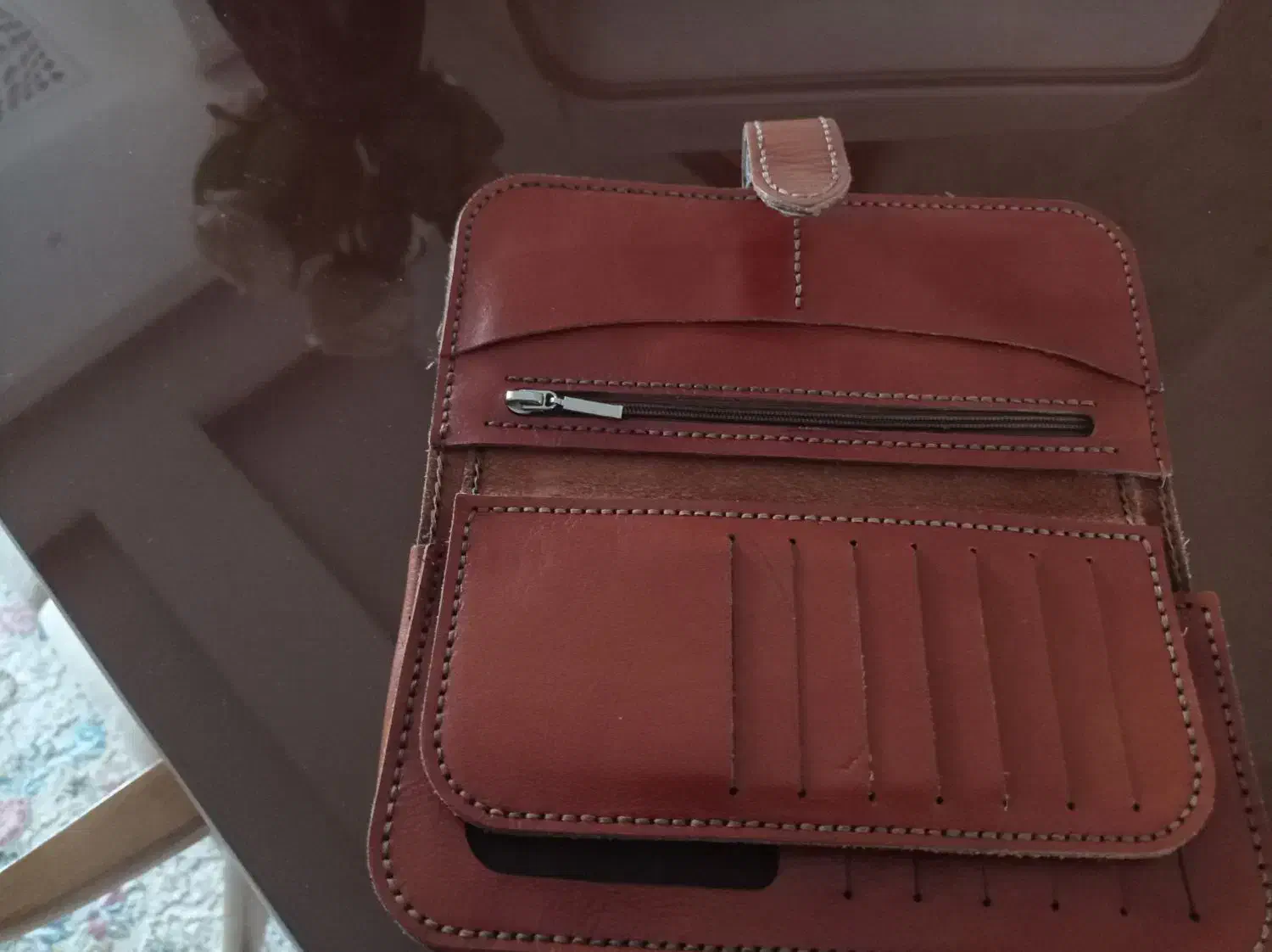 فروش کیف پول سه لت موبایلی دست دوز و چرم طبیعی|کیف، کفش، کمربند|الوند, |دیوار