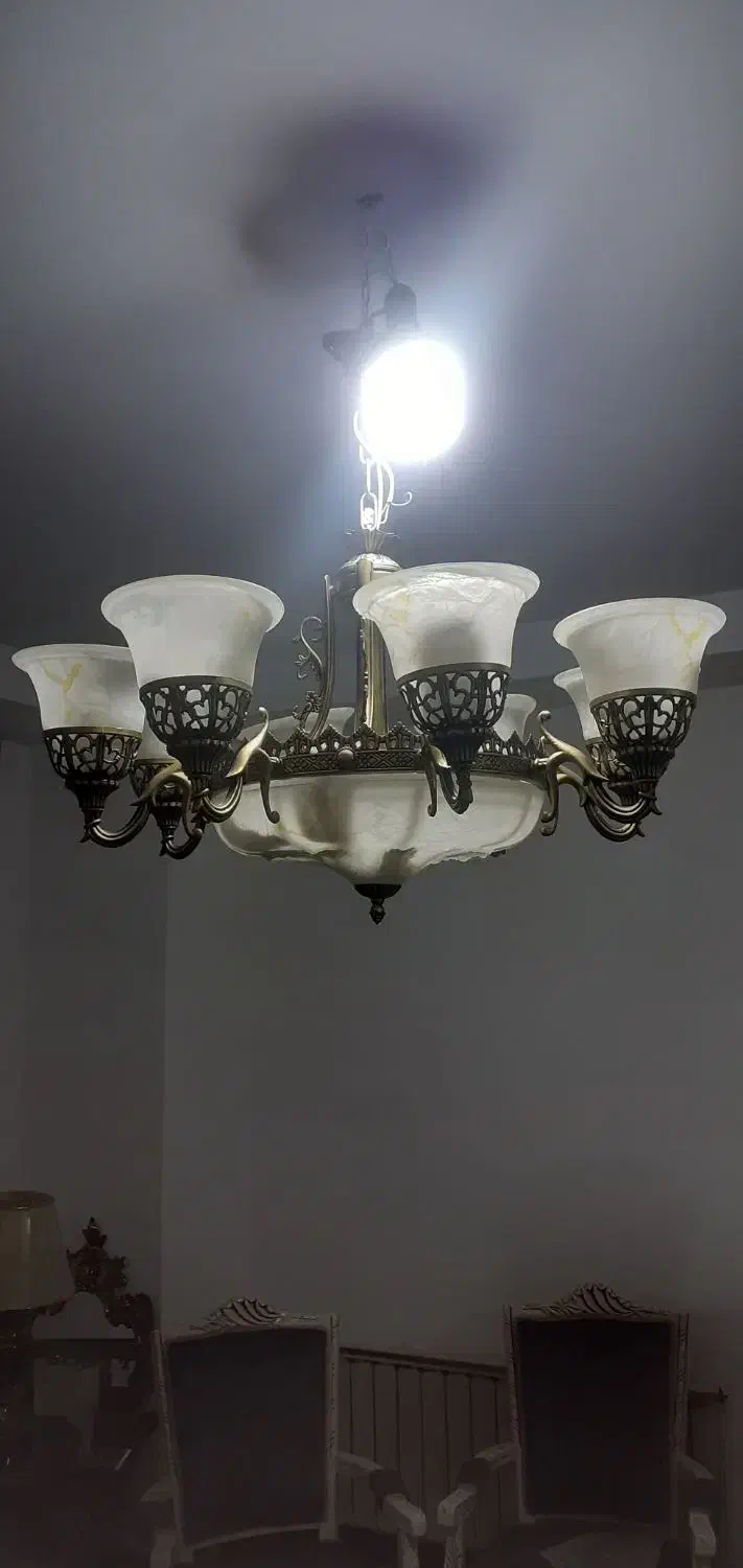 لوستر  ۸شاخه طرح برنز|لوستر و چراغ آویز|فردیس, مجموعه کارخانه جات مپنا|دیوار