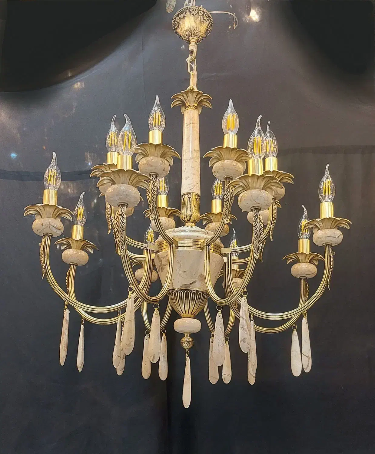 تولیدی رستمی .لوستر ترکیبی سنگ طبیعی و برنز|لوستر و چراغ آویز|نظرآباد, نظرآباد|دیوار