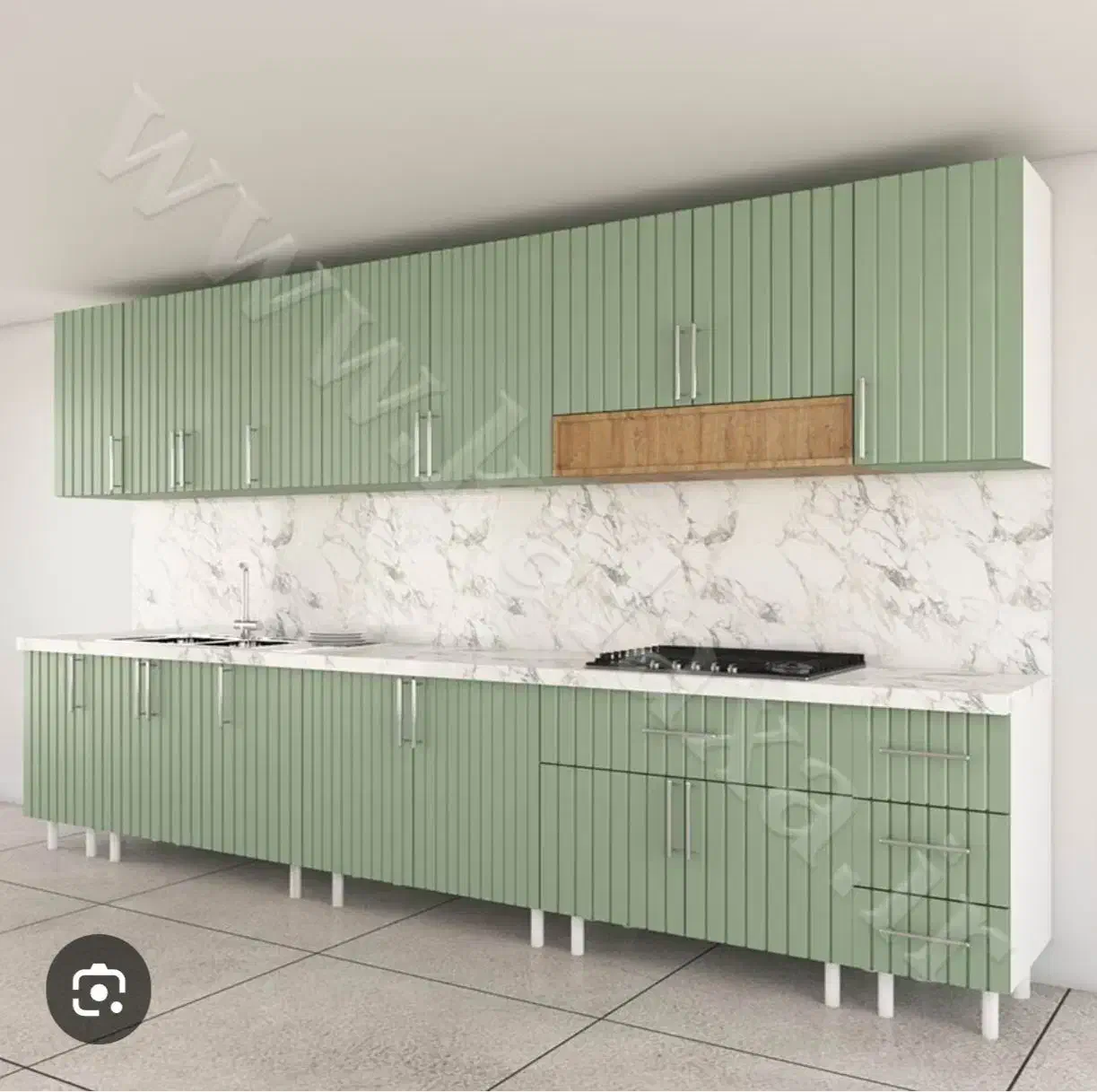سرویس کابینت آماده آشپزخانه کلاسیک سبز پاستیلی|مصالح و تجهیزات ساختمان|پردیس, فاز ۴|دیوار