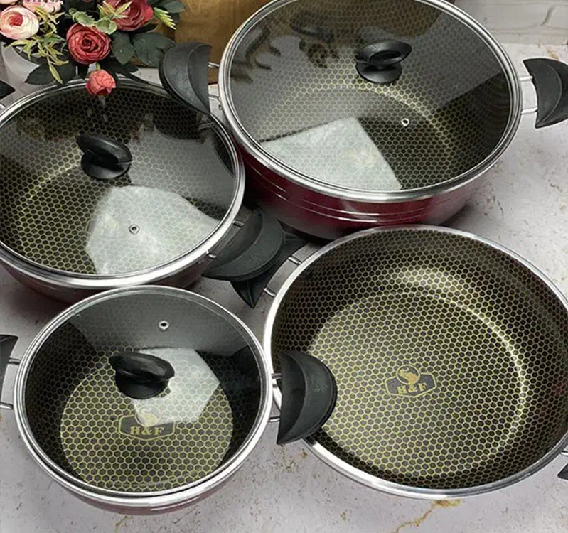 سرویس قابلمه و تابه لانه زنبوری 7 پارچه هلنا|ظروف پخت‌وپز|نجف‌آباد, شهدای غربی|دیوار