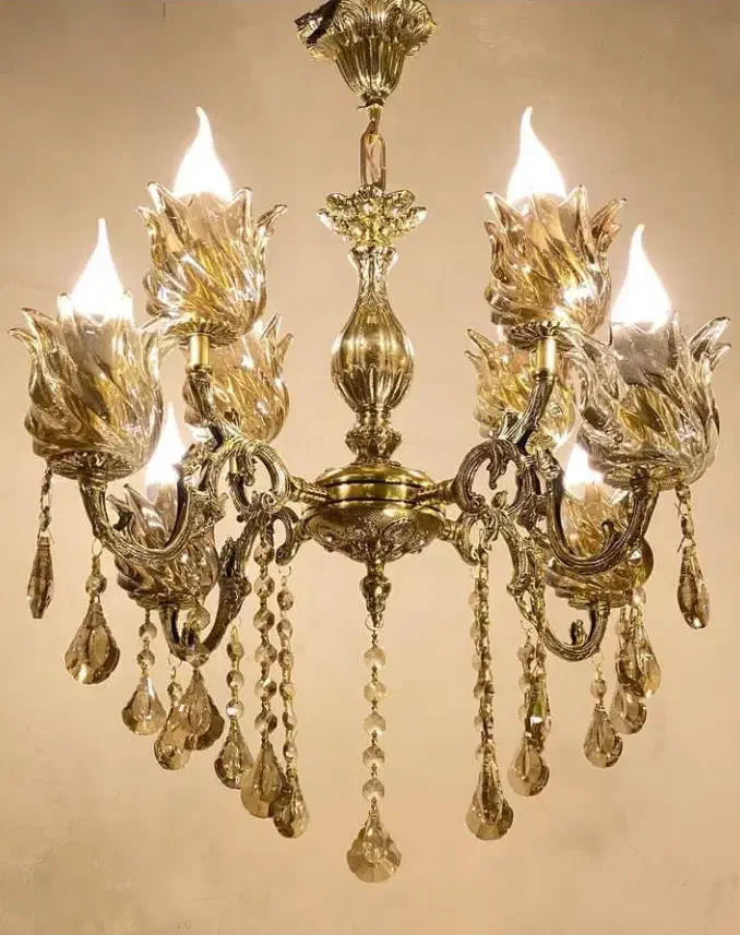 تولیدی لوستر رستمی .لوستر ۴ شاخه ۸ شعله برنز پرکار|لوستر و چراغ آویز|نظرآباد, نظرآباد|دیوار