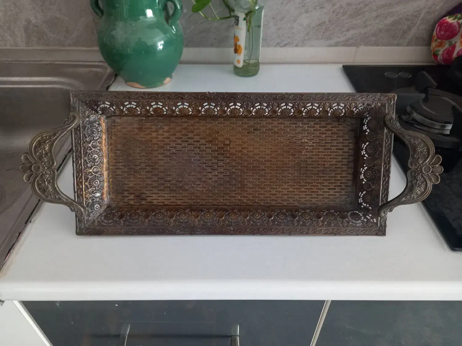 سینی عطیقه برنج|کلکسیون اشیاء عتیقه|حبیب آباد, |دیوار