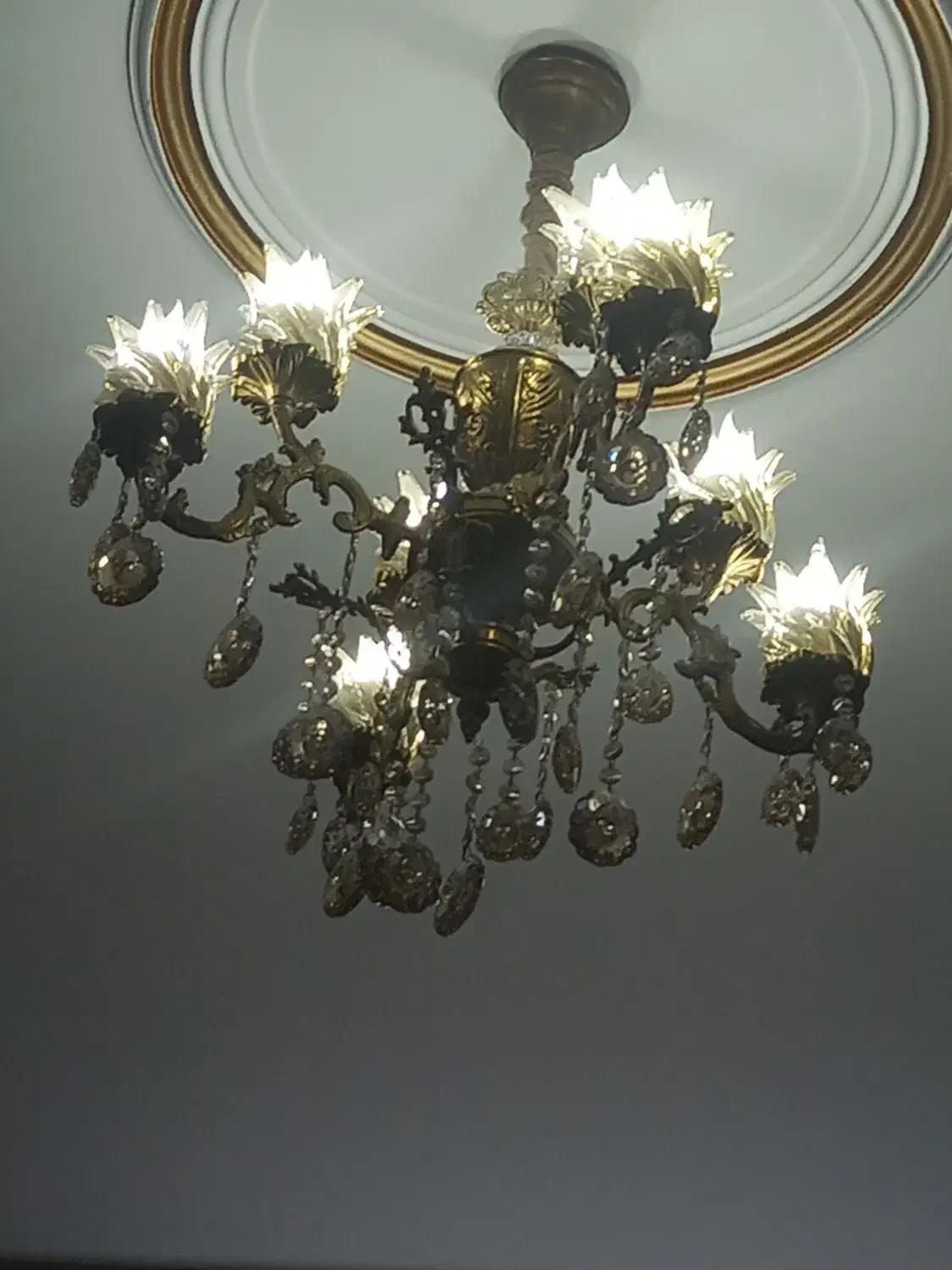 لوستر  تمام برنج چهار شاخه هشت شعله|لوستر و چراغ آویز|قرچک, مهدیه|دیوار