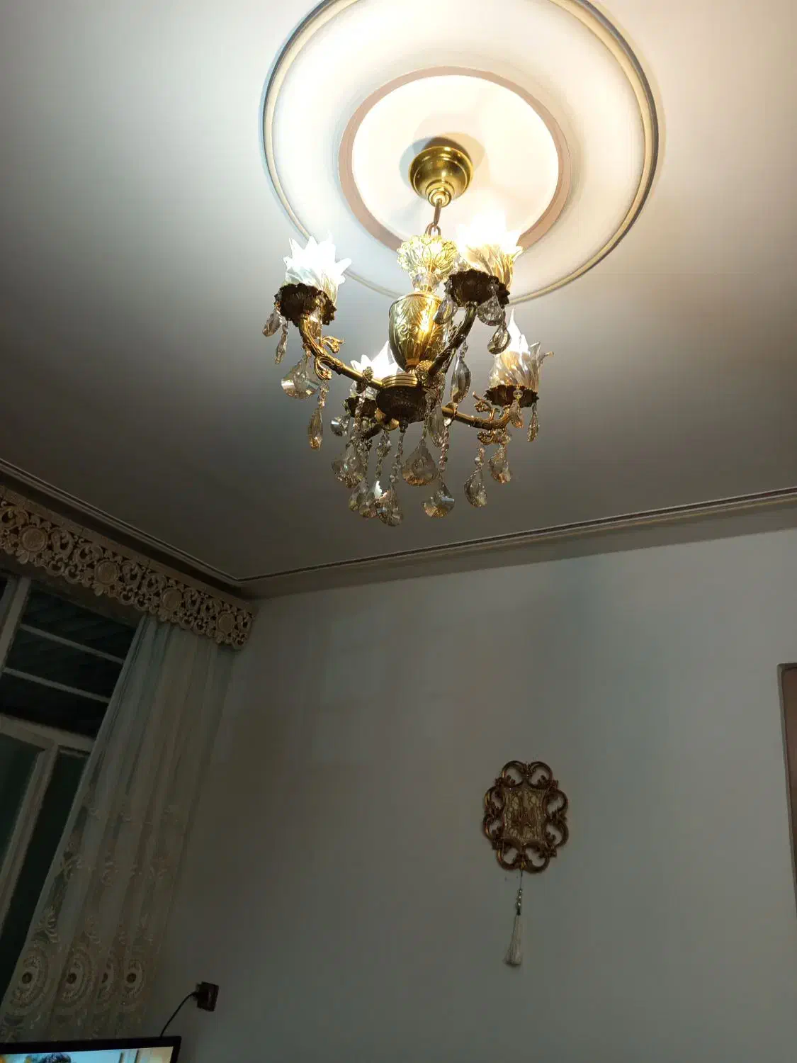 لوستر تمام برنز زیبا دو عدد|لوستر و چراغ آویز|قم, کاسه گران|دیوار