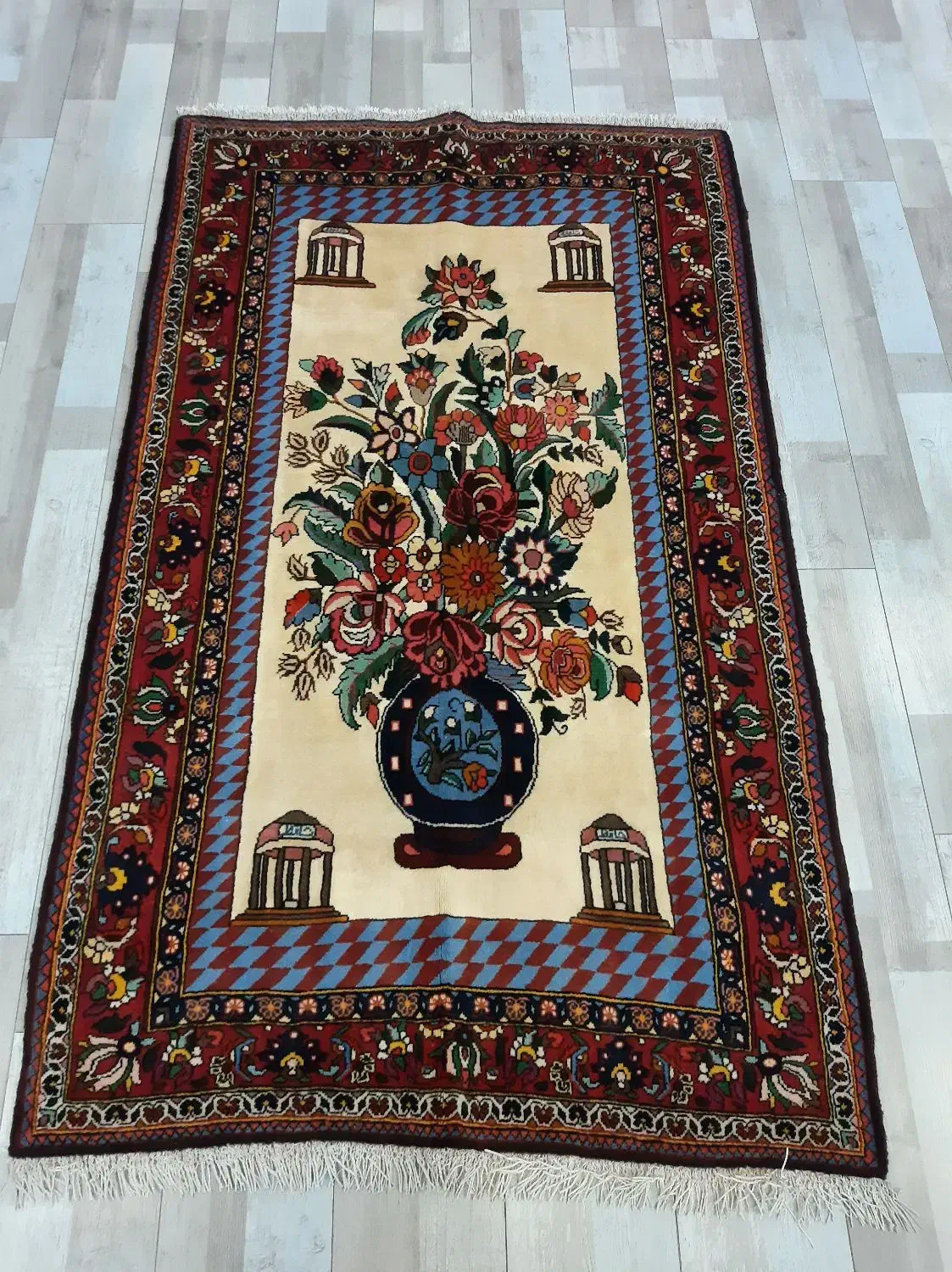 زرع و نیم بختیاری نقشه گلدانی پشم و رنگ طبیعی|فرش|تهران, حر|دیوار