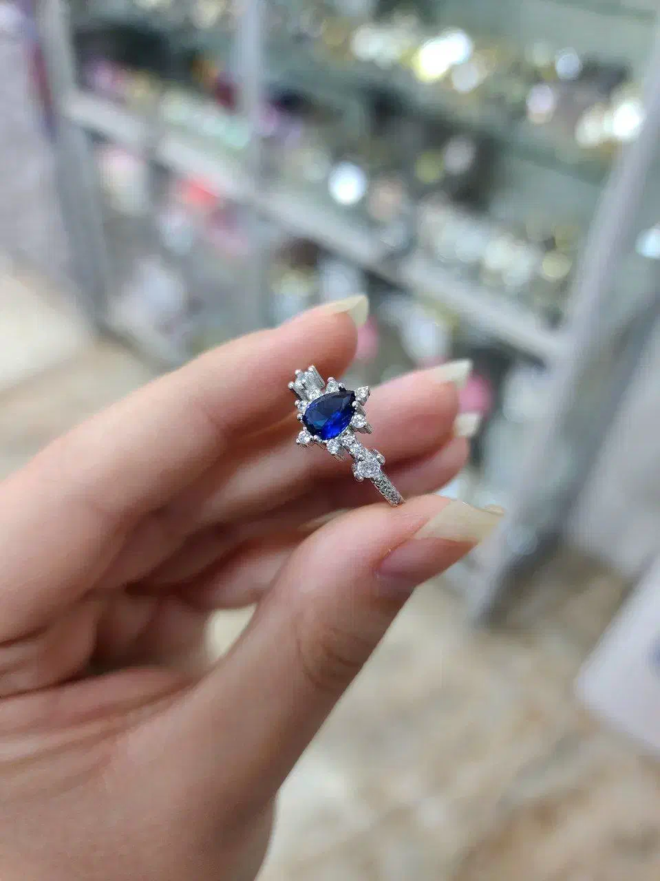 انگشتر نگین آبی نقرع اصل pd|بدلیجات|کرمانشاه, |دیوار