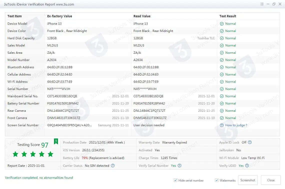 آیفون ۱۳ نرمال ۱۲۸ مشکی|موبایل|قم, هفت تیر|دیوار