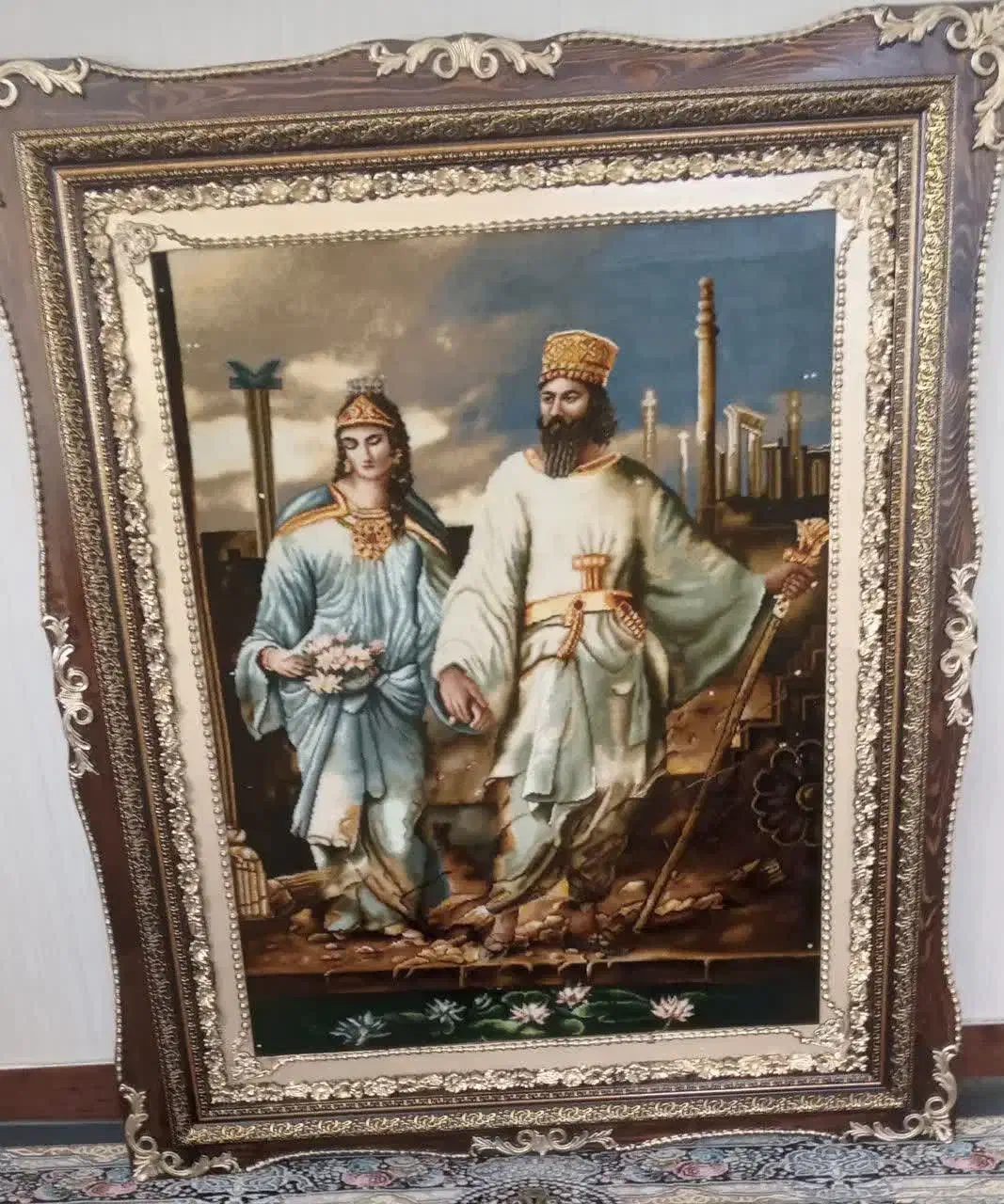 تابلو فرش دست بافت کوروش و ماندانا|تابلو فرش|ایجرود, |دیوار