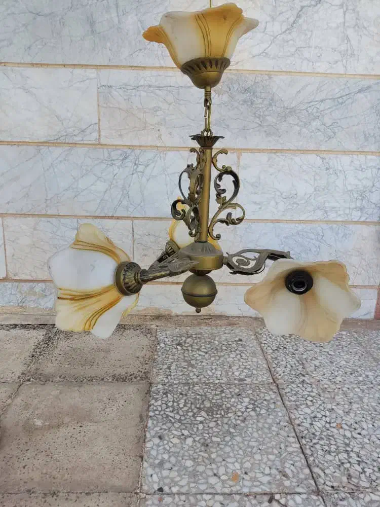 ساعت و لوستر طرح برنجی هردوباهم|ساعت دیواری و تزئینی|منجیل, |دیوار