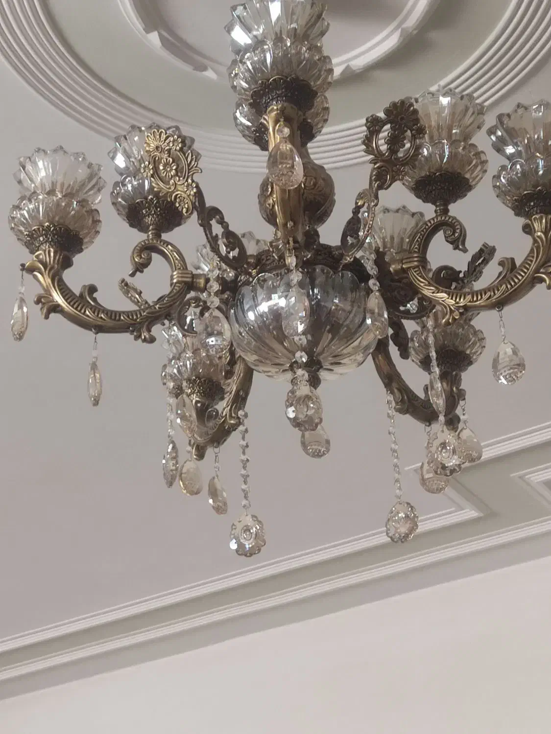 لوستر 5 شاخه 10 لامپ|لوستر و چراغ آویز|فولادشهر, B7|دیوار