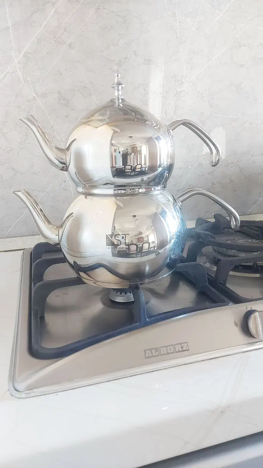 کتری و قوری استیل ترک با زیره چدن|قوری، کتری، قهوه‌ساز دستی|نور, |دیوار