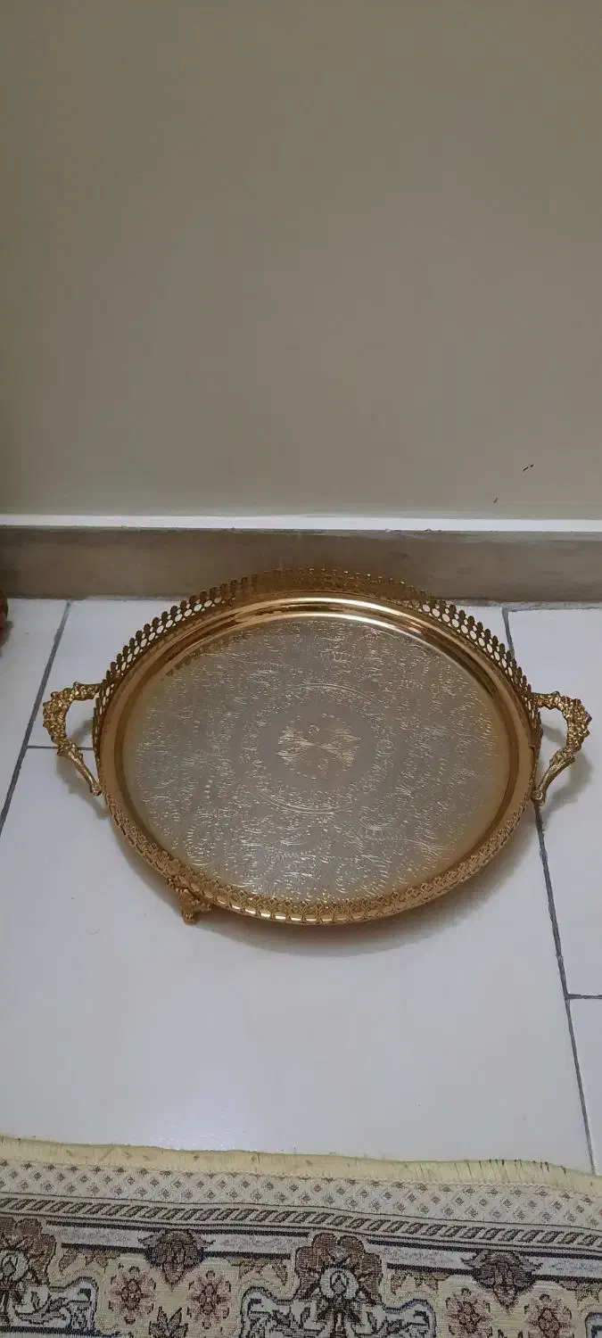 سینی زرین برنجی|ظروف سرو و پذیرایی|تهران, وحیدیه|دیوار