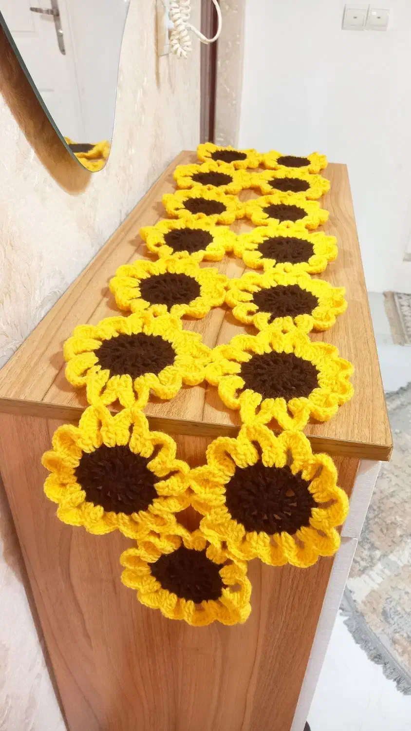 رانر بافتنی با موتیف گل|پرده، رانر، رومیزی|بندرعباس, |دیوار