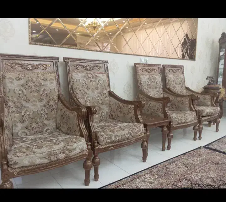 مبل سلطنتی ۹ نفره|مبلمان خانگی و میز عسلی|شوط, |دیوار