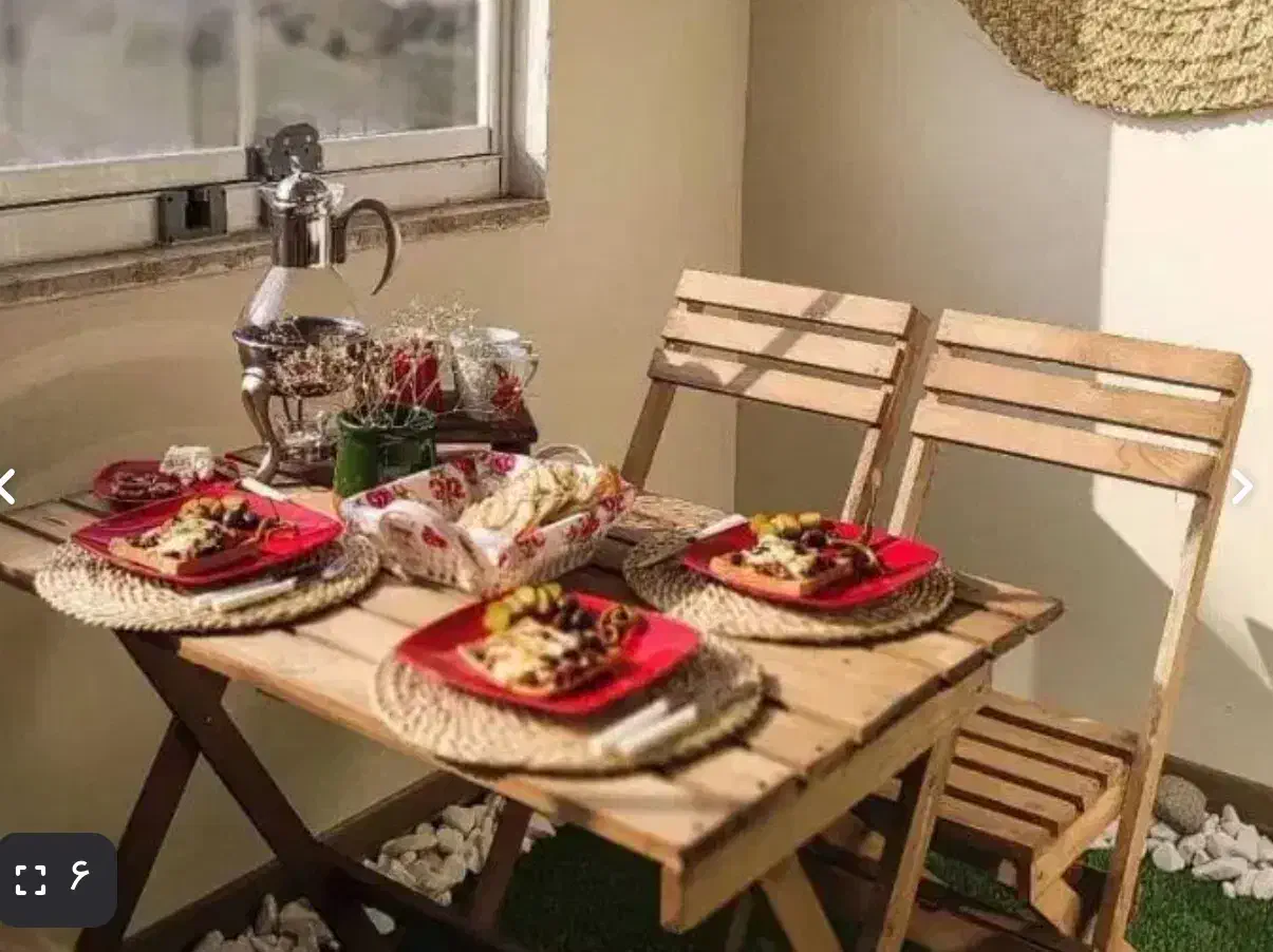 میز تاشو چوبی ۴ نفره سایه بان چتری ۴ متری|میز و صندلی غذاخوری|کرج, دهقان ویلا|دیوار