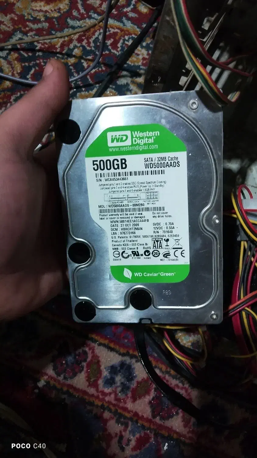 هارد وسترن سبز ۵۰۰گیگ نسل جدید ساتا اصلی|قطعات و لوازم جانبی رایانه|شیراز, گلکوب|دیوار