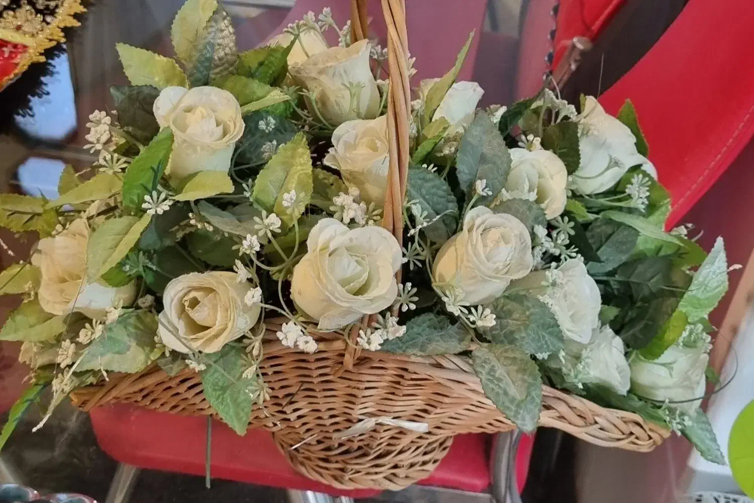 سبد گل مصنوعی  شکل آبشاری باپایه حصیری|گل مصنوعی|سنندج, |دیوار