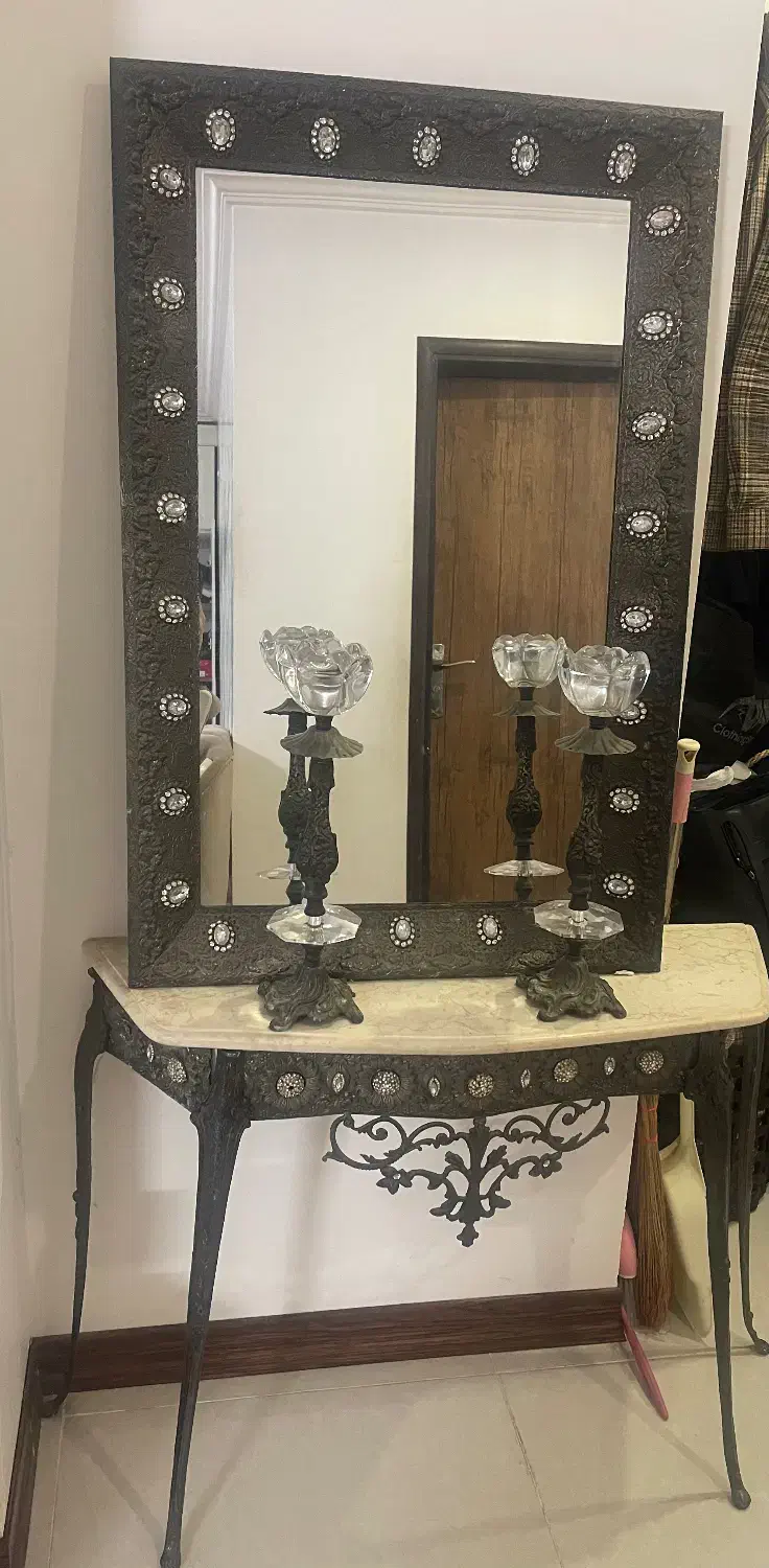 آینه و کنسول برنجی|بوفه، ویترین، کنسول|بابل, |دیوار