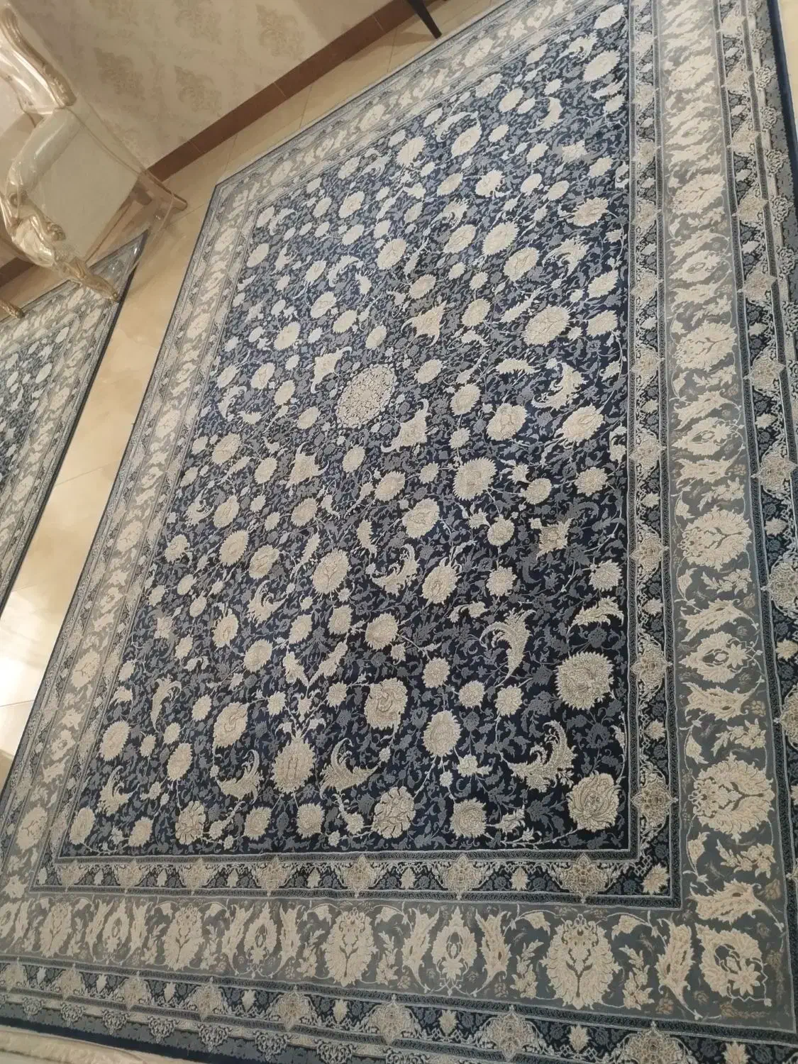 فرش نخ پنبه ابریشم ۹ متری دو عدد|فرش|وحیدیه, |دیوار