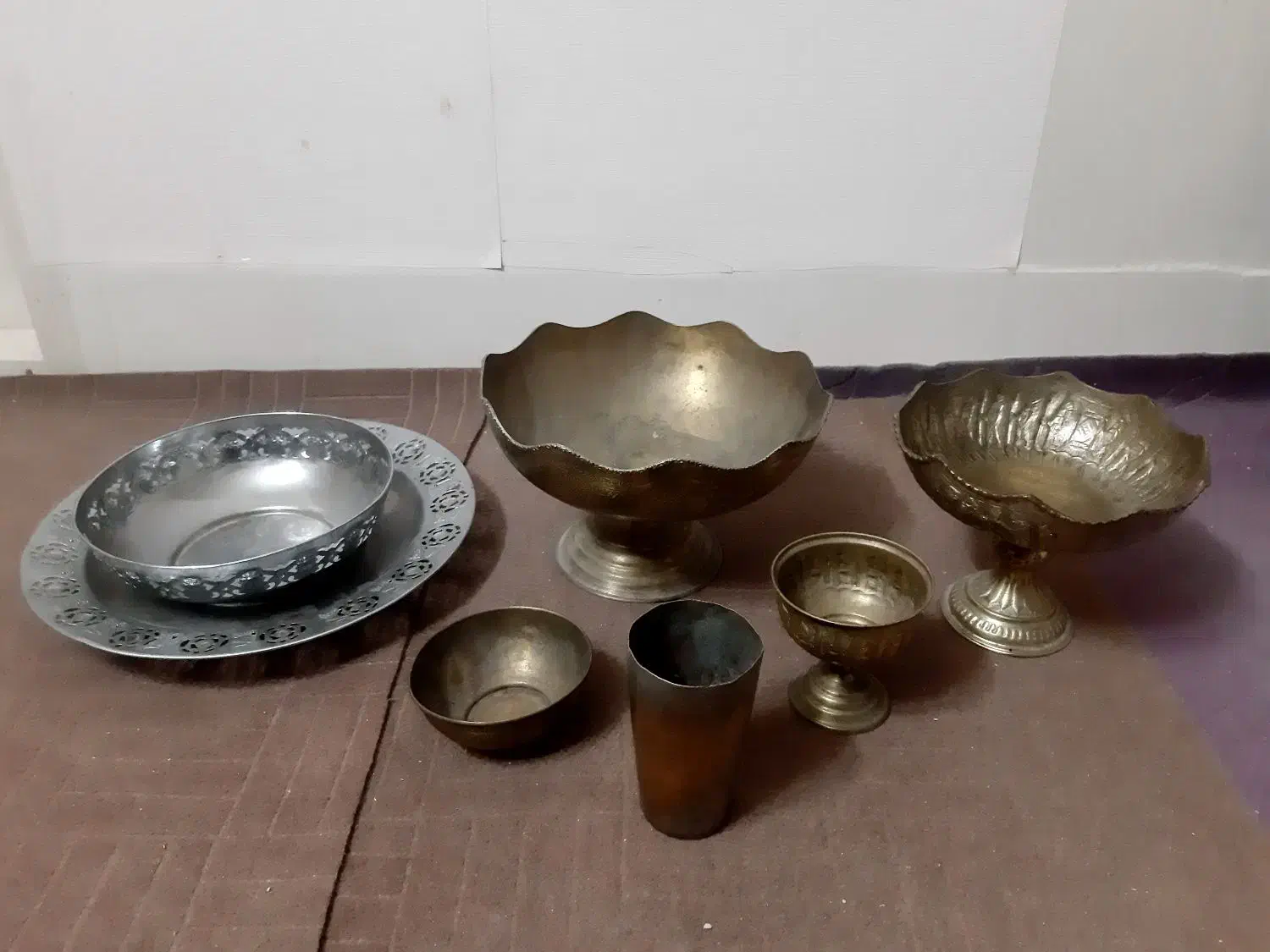 ظروف برنز و ورشو قدیمی قجری|کلکسیون اشیاء عتیقه|خرمآباد, |دیوار