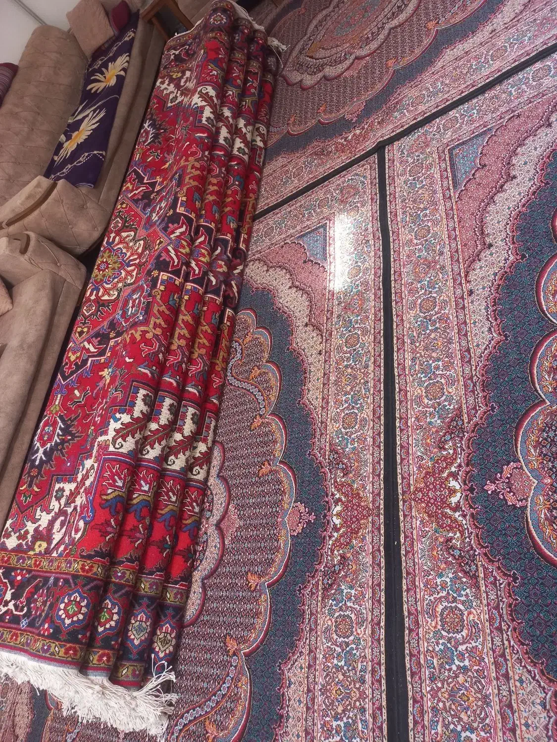 دوجفت۶متری ست هریس ۶۱۰ایلمح|فرش|تبریز, |دیوار