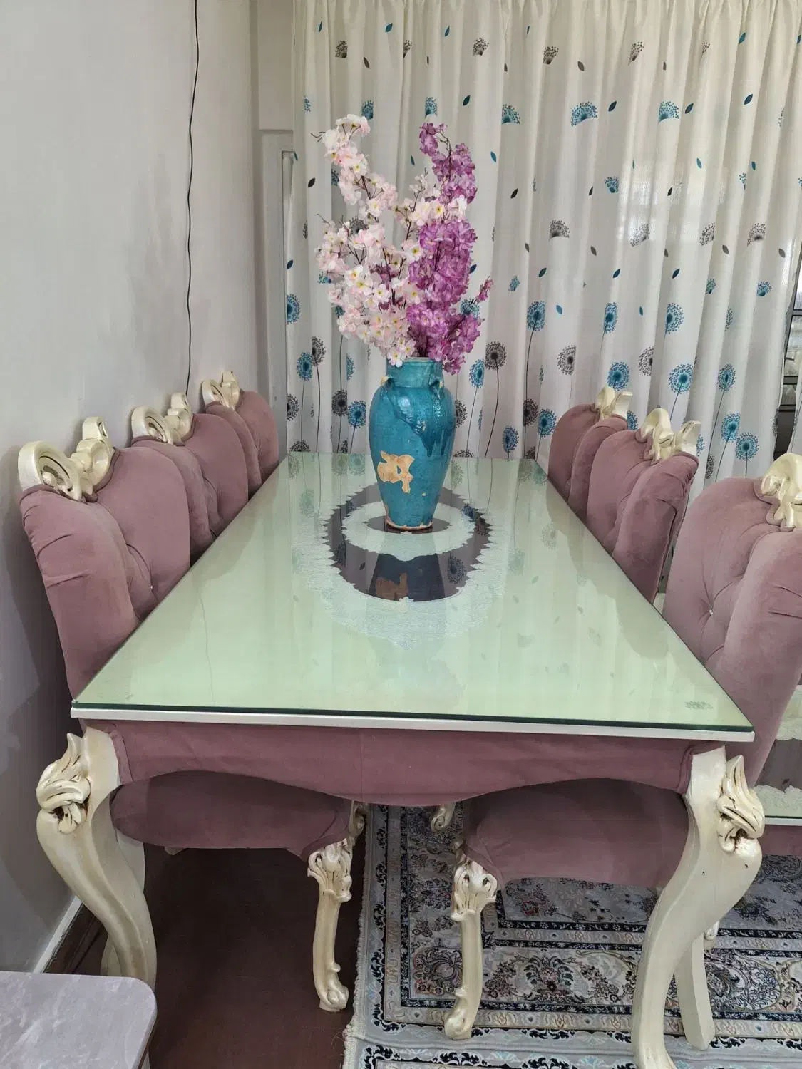 میز غذاخوری ۸ نفره کلاسیک سلطنتی شیشه ضد خش|میز و صندلی غذاخوری|ابهر, |دیوار