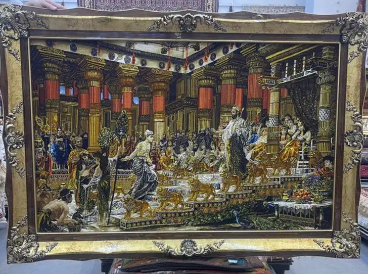 فرش دستباف (بساک)تابلو ملک سلیمان ۱۸۰ در ۱۲۰|فرش|مشکین‌دشت, |دیوار