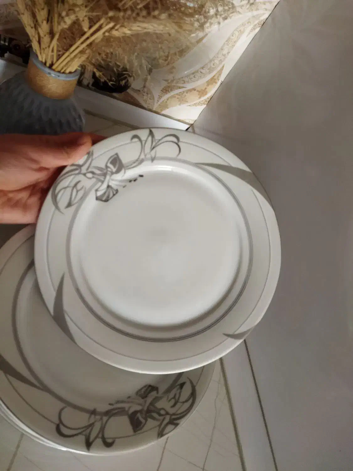 برنج خوری چینی با طرح نقره ای رنگ|ظروف سرو و پذیرایی|شیروان (خراسان), |دیوار