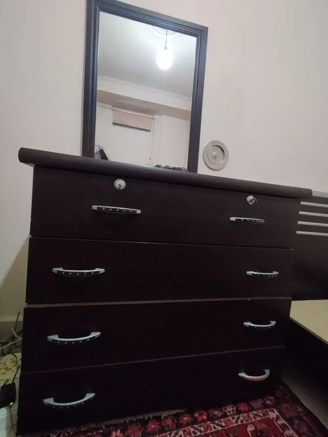 اینه و دراور چوبی|جاکفشی، کمد، دراور|تبریز, |دیوار