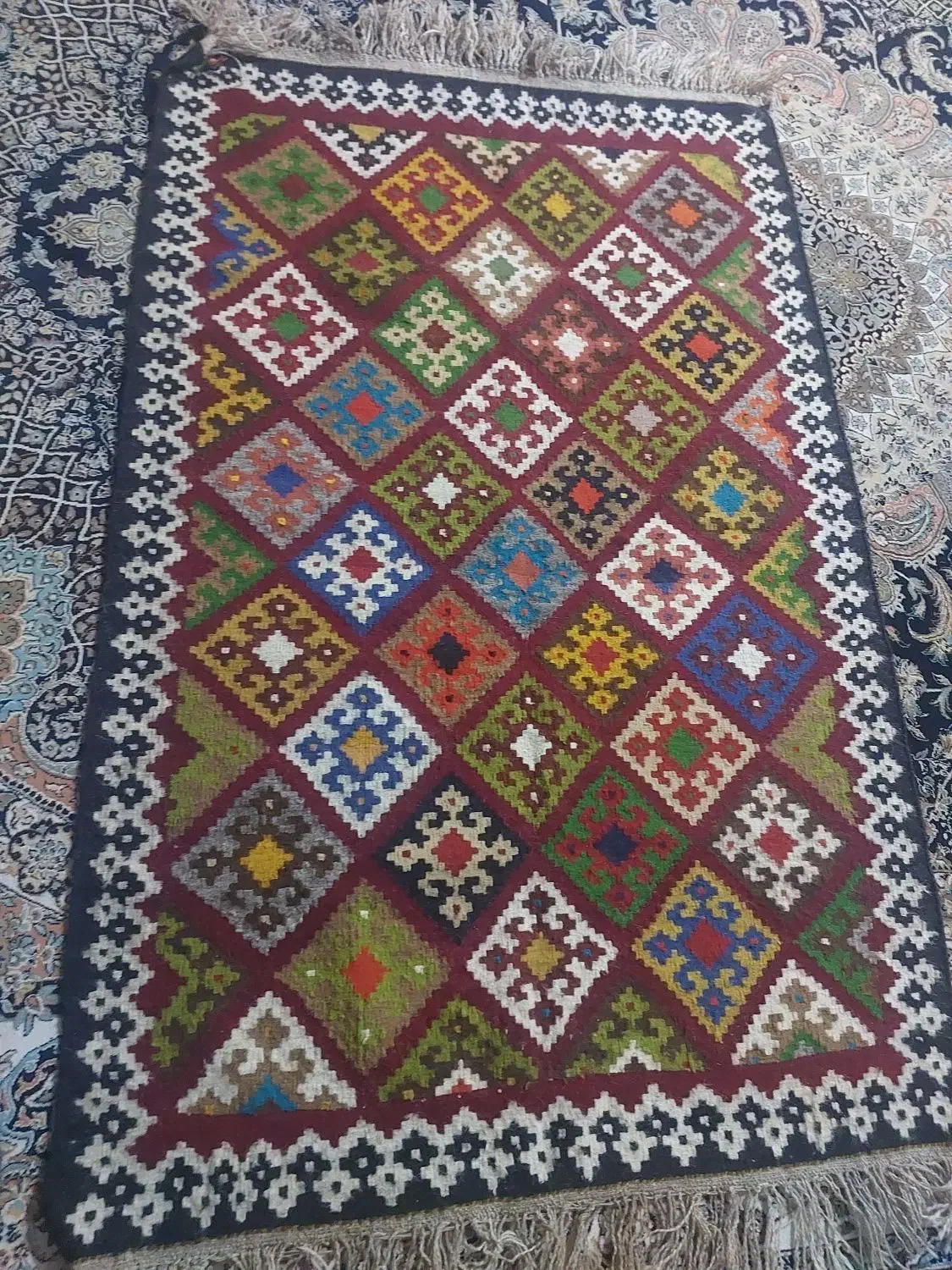 گلیم دستبافت قشقایی|گلیم، جاجیم، گبه|شیراز, پشم شیشه|دیوار